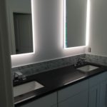 dual vanity lighted mirrors remodel